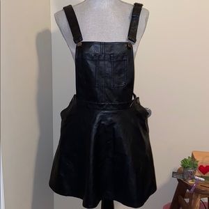 Faux leather overall dress